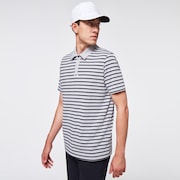 Striped Piquet Polo - Fog Gray