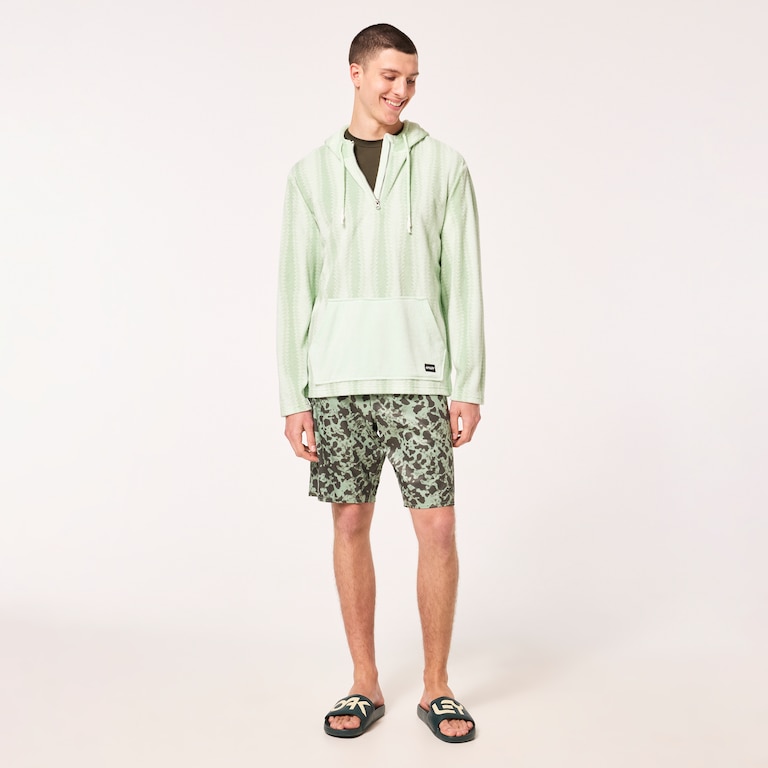 Dawny 1/4 Zip Hoodie - Green Zig-Zag Print