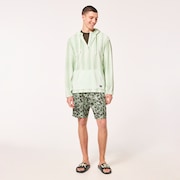 Dawny 1/4 Zip Hoodie - Green Zig-Zag Print