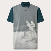 Jacquard Printed Polo - Oil Blue