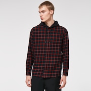 Hooded Button Down - Black/Red Check