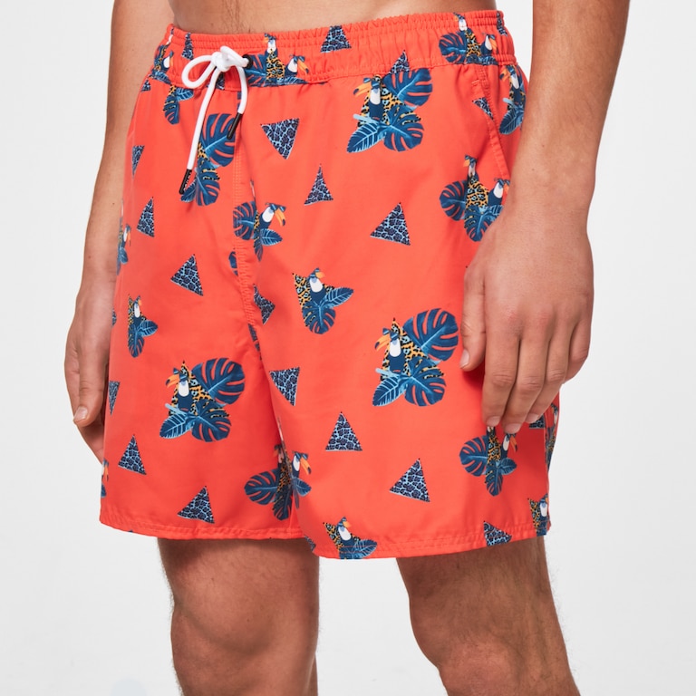 Toucan Tropics 16 Beach Short - Toucan Magma Orange