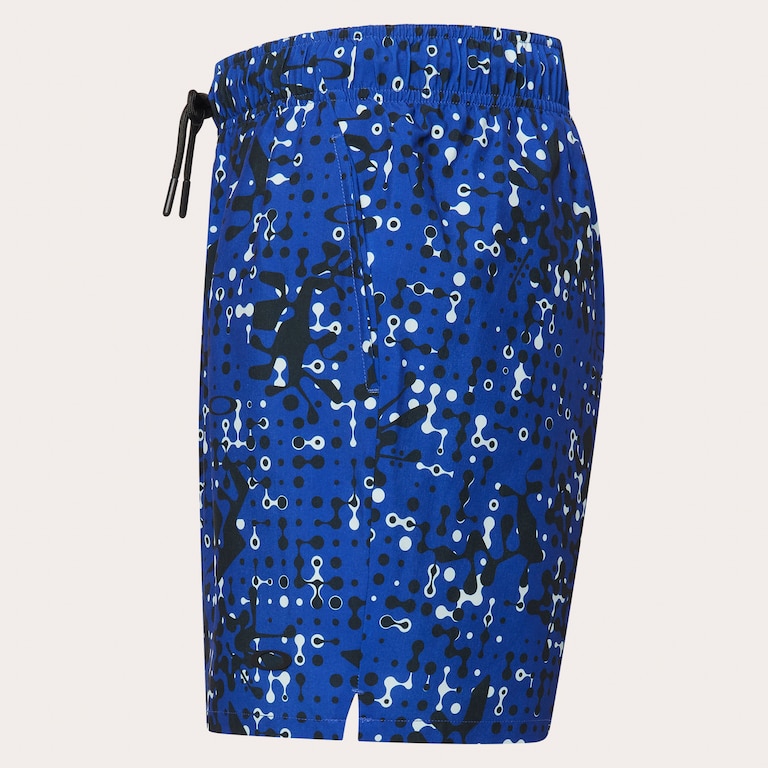 All Hibiscus 17'' Beachshort - Monog Pixels Elect Blue