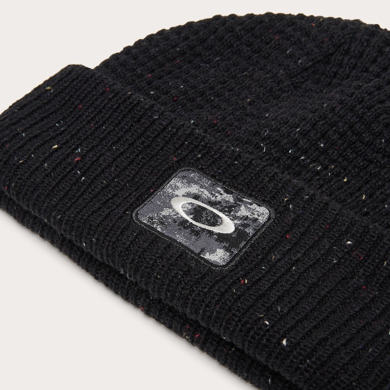 Ellipse Patch Waffle Beanie - Blackout
