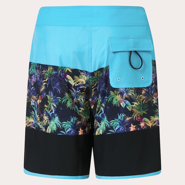 Neon Palms 19" Boardshort - Blue Palm Block Print