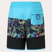 Neon Palms 19" Boardshort - Blue Palm Block Print
