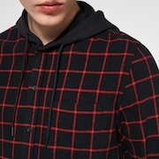 Hooded Button Down - Black/Red Check