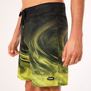 Cosmic Tides 18" Boardshort - Gradient Swirl Black/Yellow