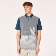 Jacquard Printed Polo - Oil Blue