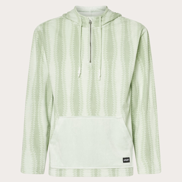 Dawny 1/4 Zip Hoodie - Green Zig-Zag Print