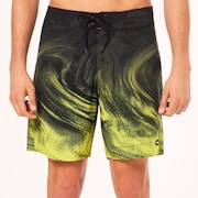 Cosmic Tides 18" Boardshort - Gradient Swirl Black/Yellow