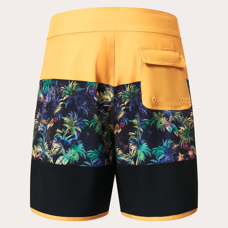 Neon Palms 19" Boardshort - Yellow Palm Block Print