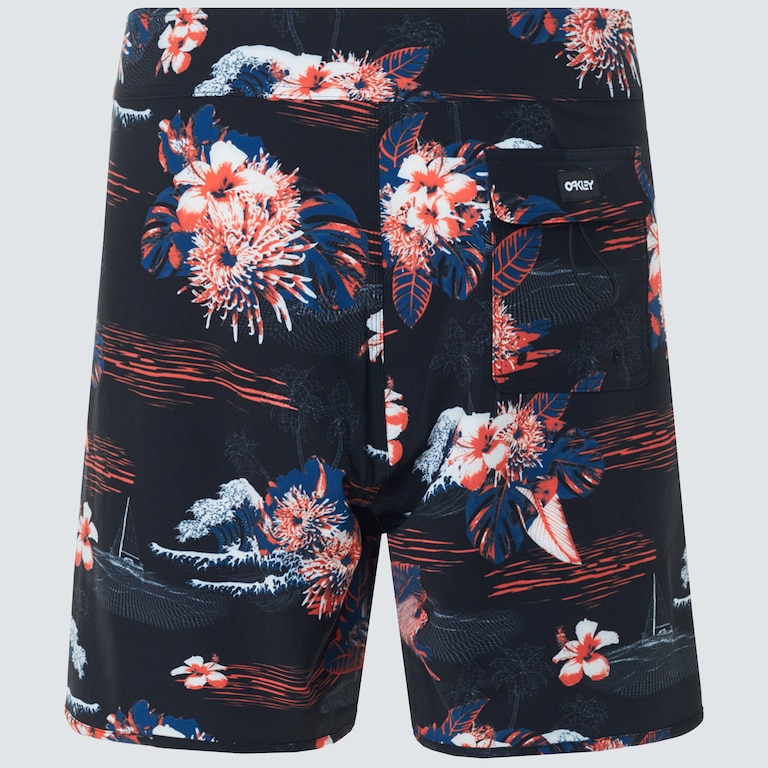 Tropical Bloom 18 Boardshort - Black Hawai