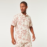 Deco Palms Rc SS Button Down - Three Lines Palms Arctic