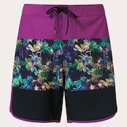 Neon Palms 19" Boardshort - Purple Palm Block Print