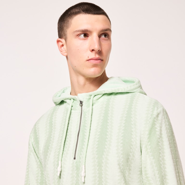 Dawny 1/4 Zip Hoodie - Green Zig-Zag Print