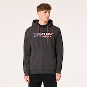 Teddy Full Zip Hoodie - Dark Gray Heather/American Flag