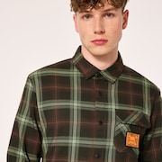 Tc Skull Flannel Shirt - Green/Brown