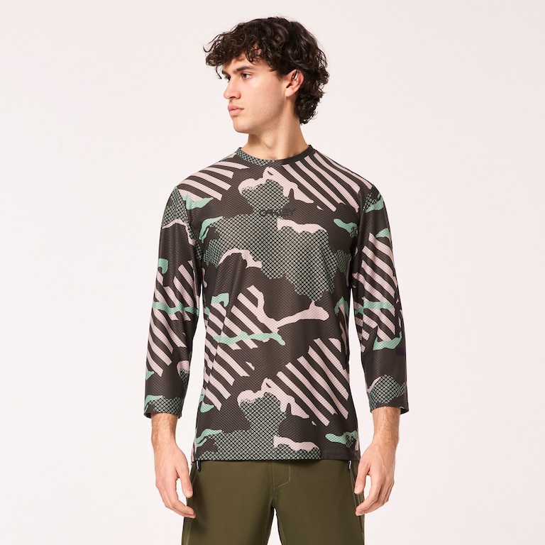 Ride Free LS Jersey - Green Stripe/Grip Camo