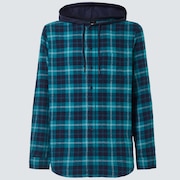 Hooded Button Down - Blue Check