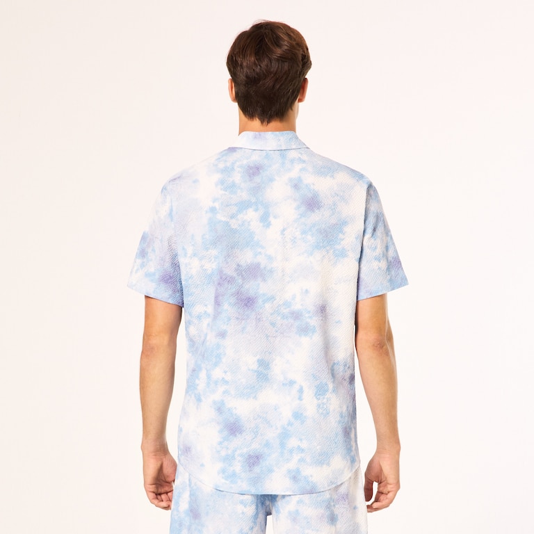 Deco Palms Rc SS Button Down - Tie Dye Clouds Light Blue
