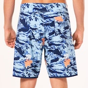 Palm Florals Rc 19” Boardshort - Tiger Flowers Camo Blue