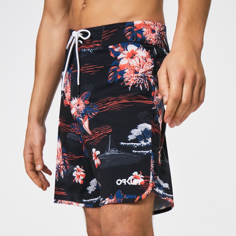 Tropical Bloom 18 Boardshort - Black Hawai