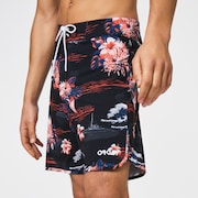 Tropical Bloom 18 Boardshort - Black Hawai