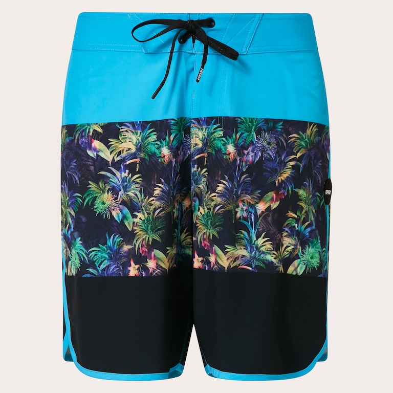 Neon Palms 19" Boardshort - Blue Palm Block Print