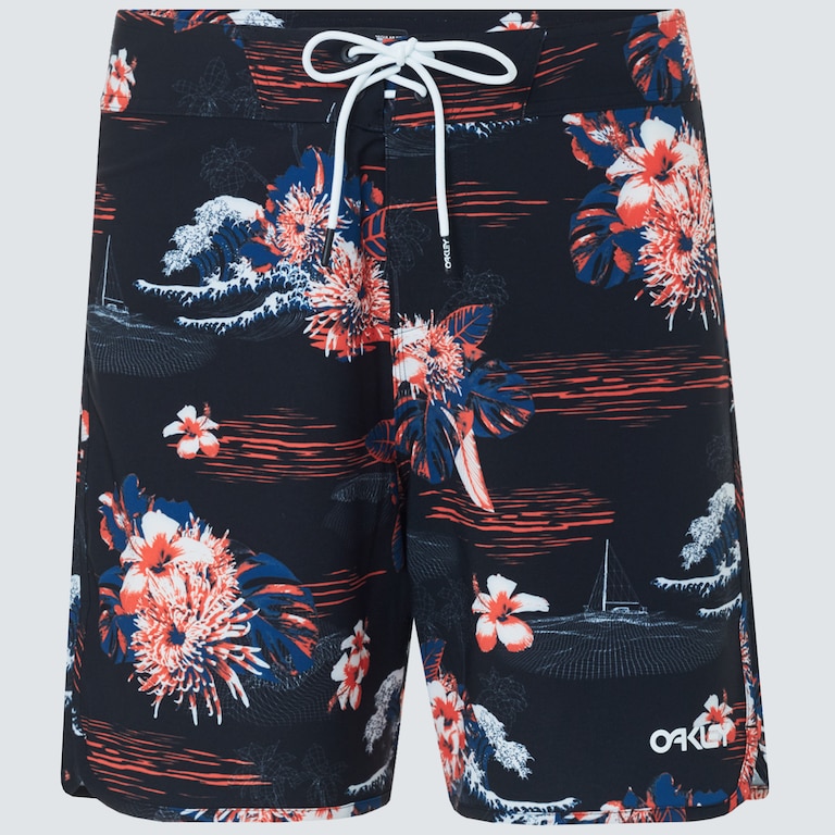 Tropical Bloom 18 Boardshort - Black Hawai