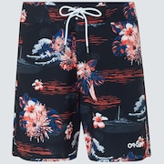 Tropical Bloom 18 Boardshort - Black Hawai