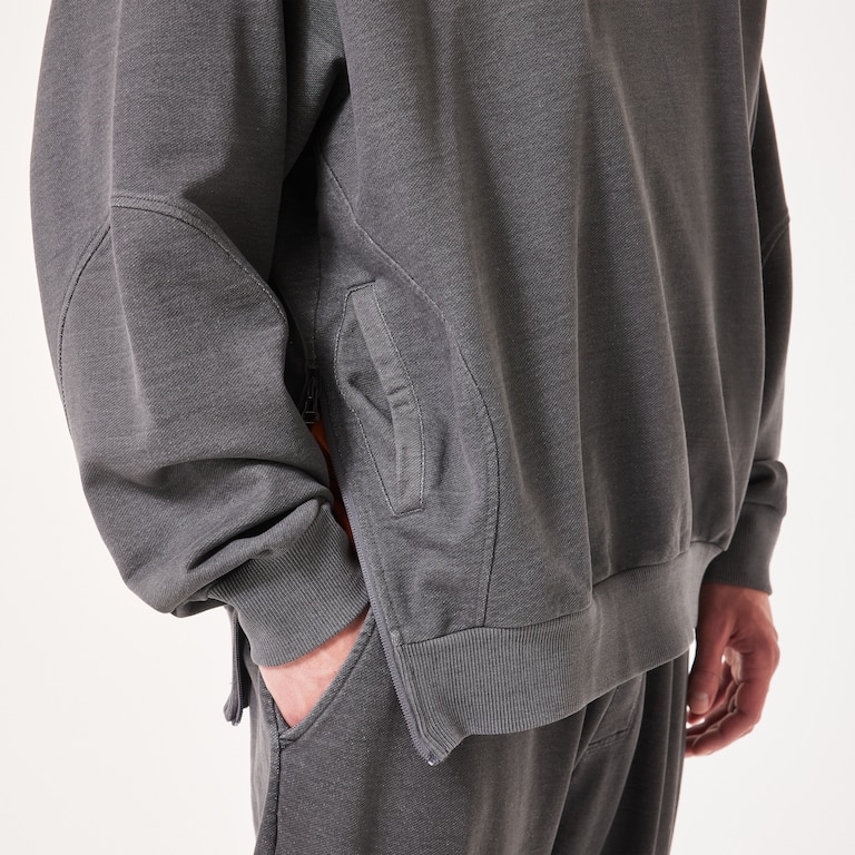 Indigo Side Zip Hoodie - Bleached Grey