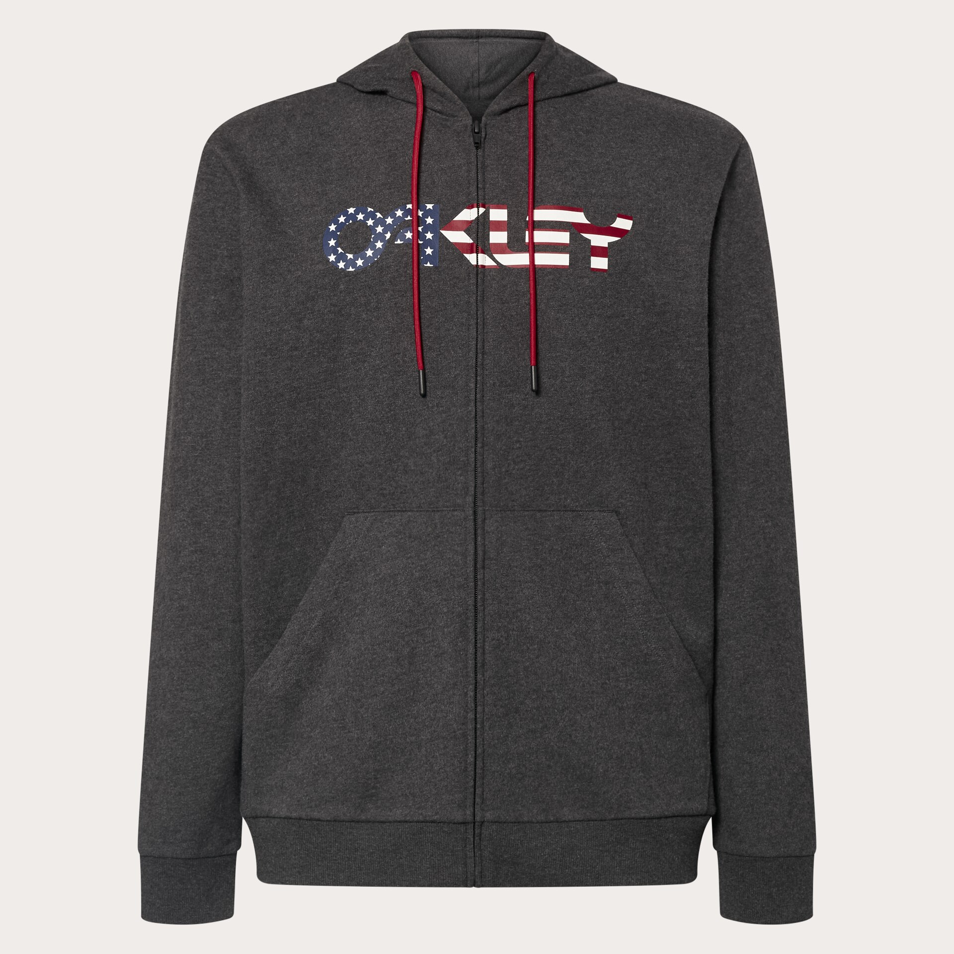 Oakley Teddy Full Zip Hoodie in Dark Gray Heather/American Flag