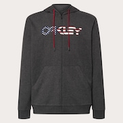 Teddy Full Zip Hoodie - Dark Gray Heather/American Flag