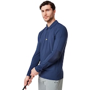 Engineered Insert Long Sleeve Polo - Foggy Blue