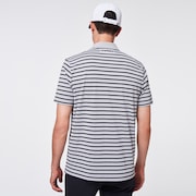 Striped Piquet Polo - Fog Gray
