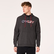 Teddy Full Zip Hoodie - Dark Gray Heather/American Flag