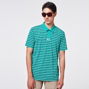 Striped Piquet Polo - Ocean Green