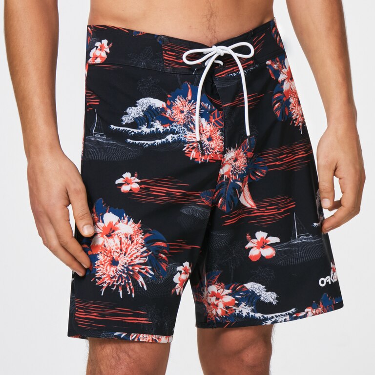 Tropical Bloom 18 Boardshort - Black Hawai