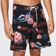 Tropical Bloom 18 Boardshort - Black Hawai