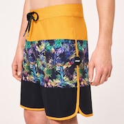 Neon Palms 19" Boardshort - Yellow Palm Block Print