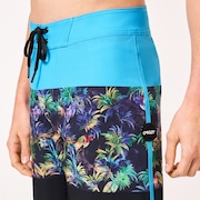 Neon Palms 19" Boardshort - Blue Palm Block Print