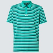 Striped Piquet Polo - Ocean Green