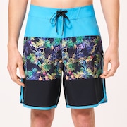 Neon Palms 19" Boardshort - Blue Palm Block Print