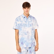 Deco Palms Rc SS Button Down - Tie Dye Clouds Light Blue