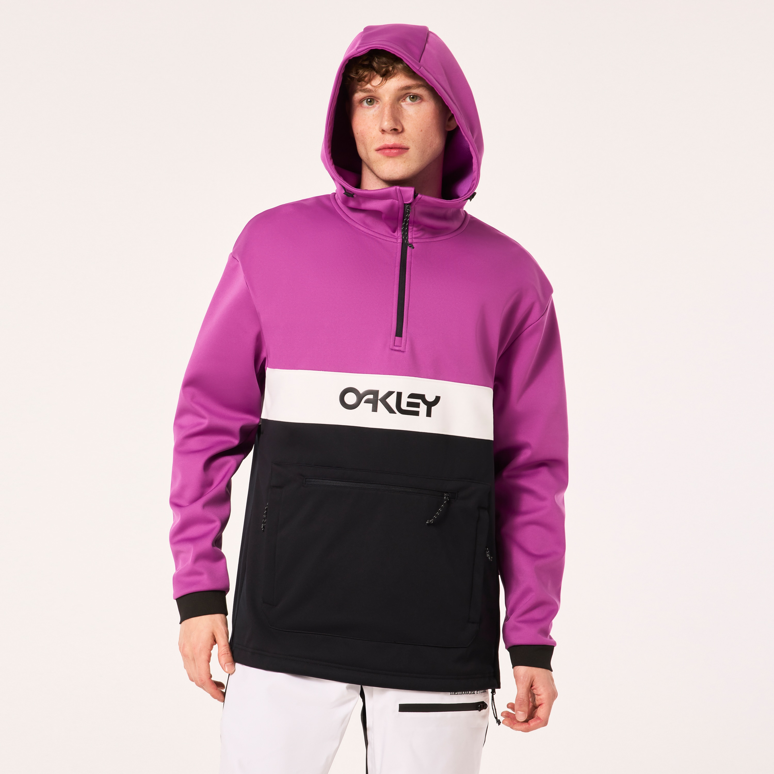 Oakley Men's Black,Purple Tnp Nose Grab Softshell Hoodie - Color: Black/Purple : Extra Large