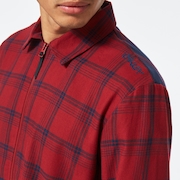 Bonfire Full Zip LS - Fathom/Iron Red Check