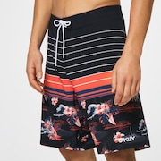 Retro Bloom 20 Boardshort - Black Hawai/Stripe