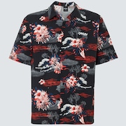 Tropic Bloom SS Button Down - Black Hawai