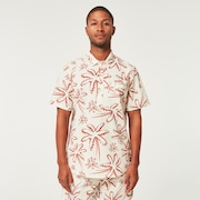 Deco Palms Rc SS Button Down - Three Lines Palms Arctic